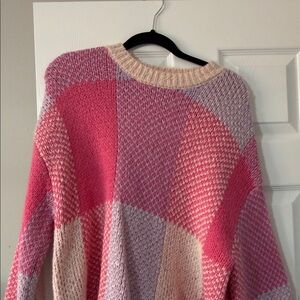 Jessica Simpson Pink and Purple Patchwork Sweater